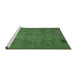 Sideview of Machine Washable Abstract Green Modern Area Rugs, wshabs901grn