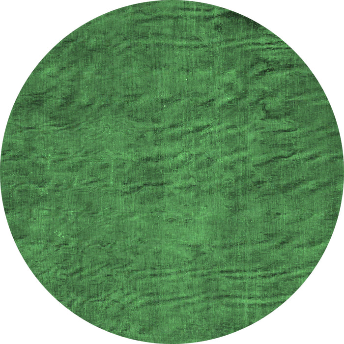 Round Machine Washable Abstract Emerald Green Modern Area Rugs, wshabs901emgrn