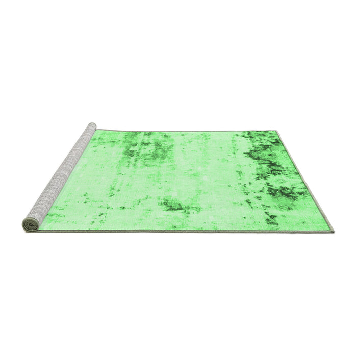 Sideview of Machine Washable Abstract Emerald Green Modern Area Rugs, wshabs902emgrn