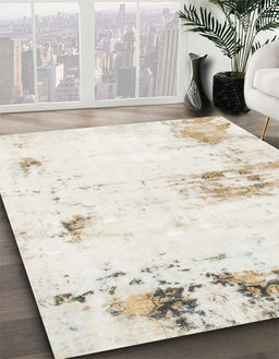 Abstract White Chocolate Beige Modern Rug in Family Room, abs902