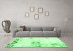 Machine Washable Abstract Emerald Green Modern Area Rugs in a Living Room,, wshabs902emgrn