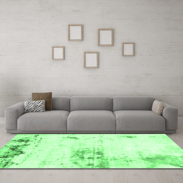 Machine Washable Abstract Emerald Green Modern Area Rugs in a Living Room,, wshabs902emgrn