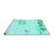 Sideview of Machine Washable Abstract Turquoise Modern Area Rugs, wshabs902turq