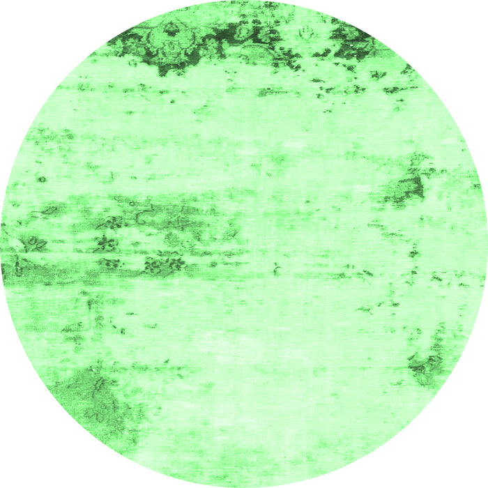 Round Abstract Emerald Green Modern Rug, abs902emgrn