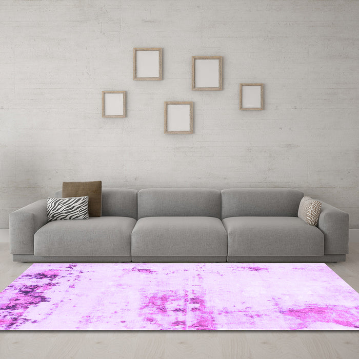Machine Washable Abstract Purple Modern Area Rugs in a Living Room, wshabs902pur