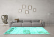 Machine Washable Abstract Turquoise Modern Area Rugs in a Living Room,, wshabs902turq