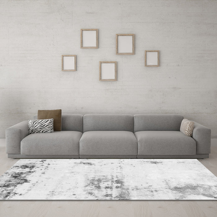 Machine Washable Abstract Gray Modern Rug in a Living Room,, wshabs902gry