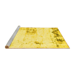 Sideview of Machine Washable Abstract Yellow Modern Rug, wshabs902yw
