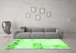 Machine Washable Abstract Green Modern Area Rugs in a Living Room,, wshabs902grn