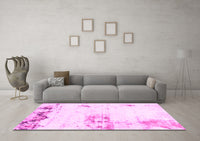 Machine Washable Abstract Pink Modern Rug, wshabs902pnk