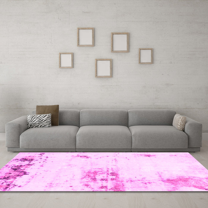 Machine Washable Abstract Pink Modern Rug in a Living Room, wshabs902pnk