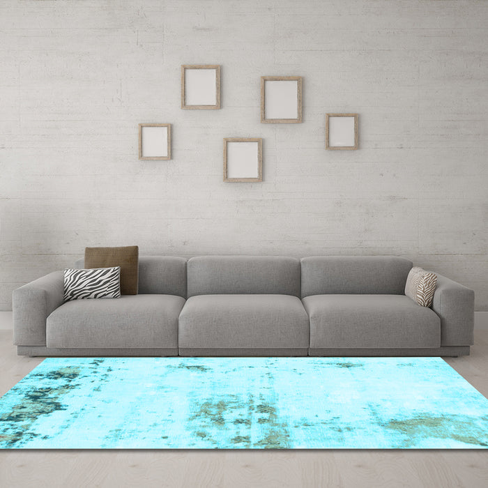 Machine Washable Abstract Light Blue Modern Rug in a Living Room, wshabs902lblu