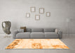 Machine Washable Abstract Orange Modern Area Rugs in a Living Room, wshabs902org