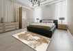 Abstract Wheat Beige Modern Rug in a Bedroom, abs903