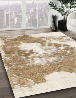 Abstract Wheat Beige Modern Rug in Family Room, abs903