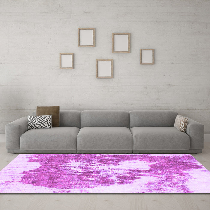 Machine Washable Abstract Purple Modern Area Rugs in a Living Room, wshabs903pur