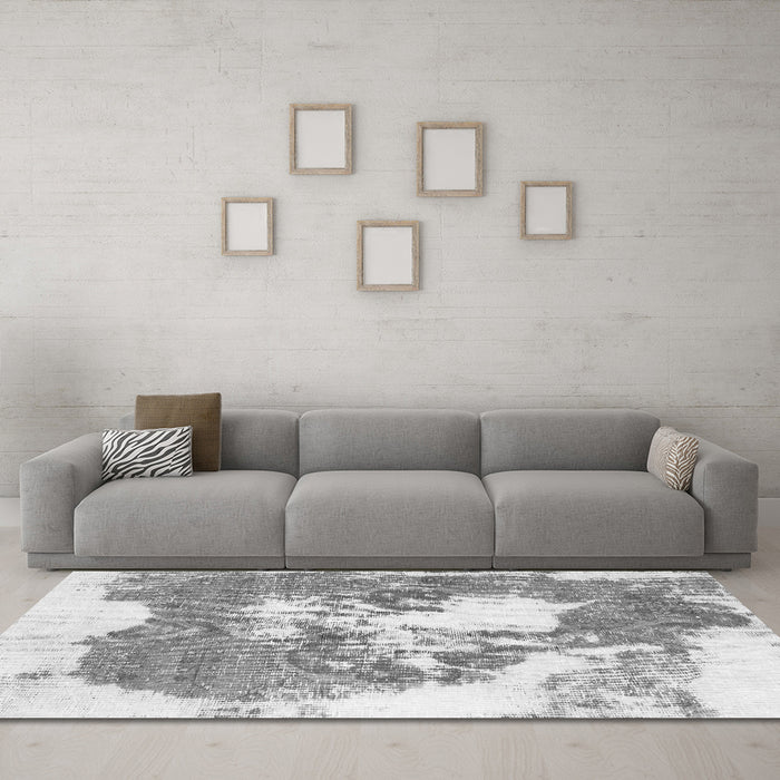Machine Washable Abstract Gray Modern Rug in a Living Room,, wshabs903gry