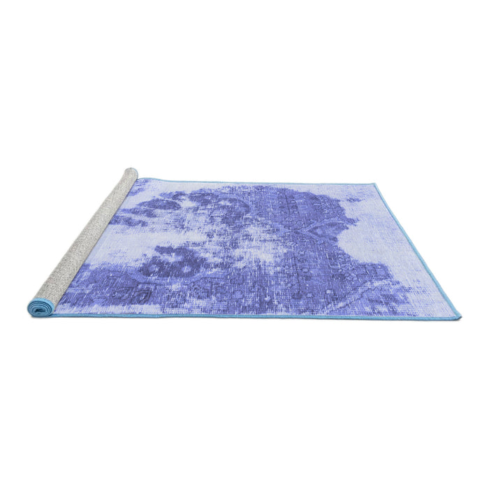Sideview of Machine Washable Abstract Blue Modern Rug, wshabs903blu