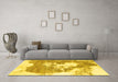 Machine Washable Abstract Yellow Modern Rug in a Living Room, wshabs903yw