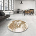 Round Machine Washable Abstract Wheat Beige Rug in a Office, wshabs903