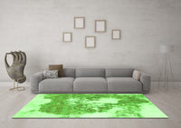 Machine Washable Abstract Green Modern Rug, wshabs903grn