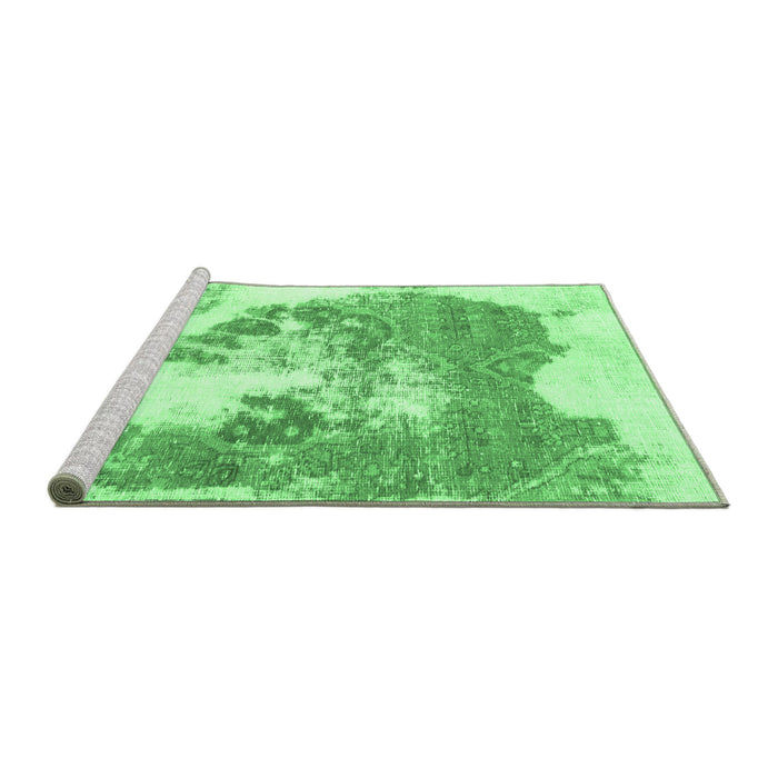 Sideview of Machine Washable Abstract Emerald Green Modern Area Rugs, wshabs903emgrn