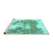 Sideview of Machine Washable Abstract Turquoise Modern Area Rugs, wshabs903turq