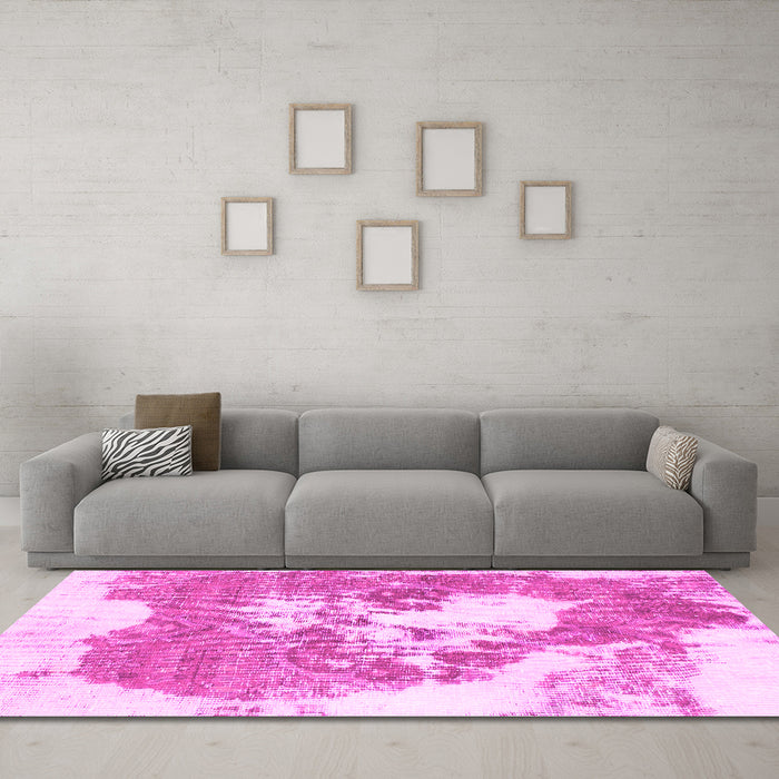 Machine Washable Abstract Pink Modern Rug in a Living Room, wshabs903pnk