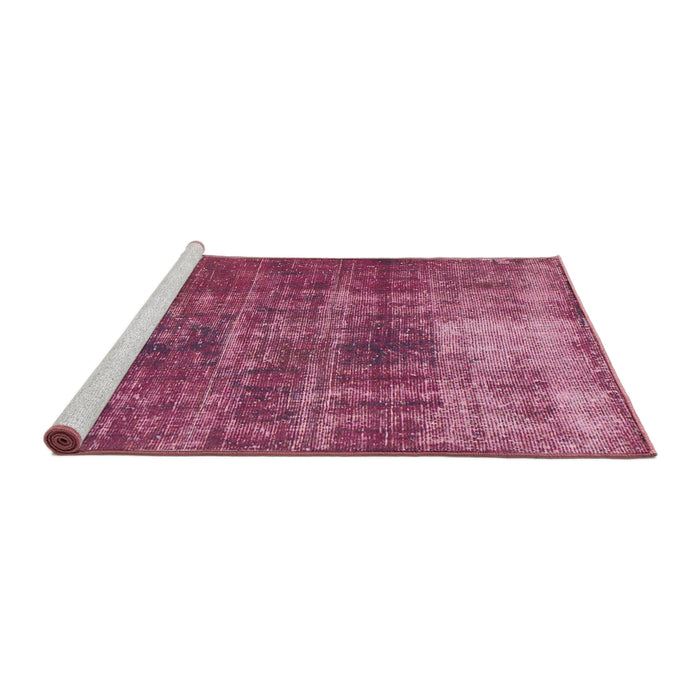 Sideview of Machine Washable Abstract Pink Rug, wshabs904