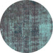 Round Oriental Turquoise Traditional Rug, abs904turq