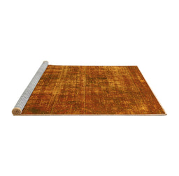 Sideview of Machine Washable Oriental Yellow Traditional Rug, wshabs904yw