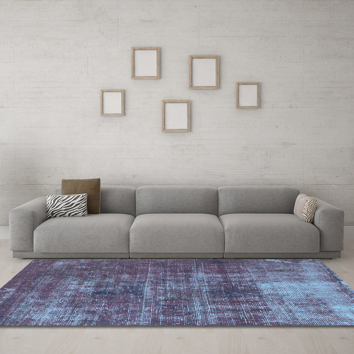 Machine Washable Oriental Light Blue Traditional Rug in a Living Room, wshabs904lblu