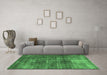 Machine Washable Oriental Emerald Green Traditional Area Rugs in a Living Room,, wshabs904emgrn