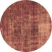 Round Oriental Brown Traditional Rug, abs904brn