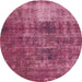 Round Abstract Pink Oriental Rug, abs904