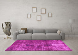 Machine Washable Oriental Pink Traditional Rug in a Living Room, wshabs904pnk