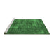 Sideview of Machine Washable Oriental Emerald Green Traditional Area Rugs, wshabs904emgrn