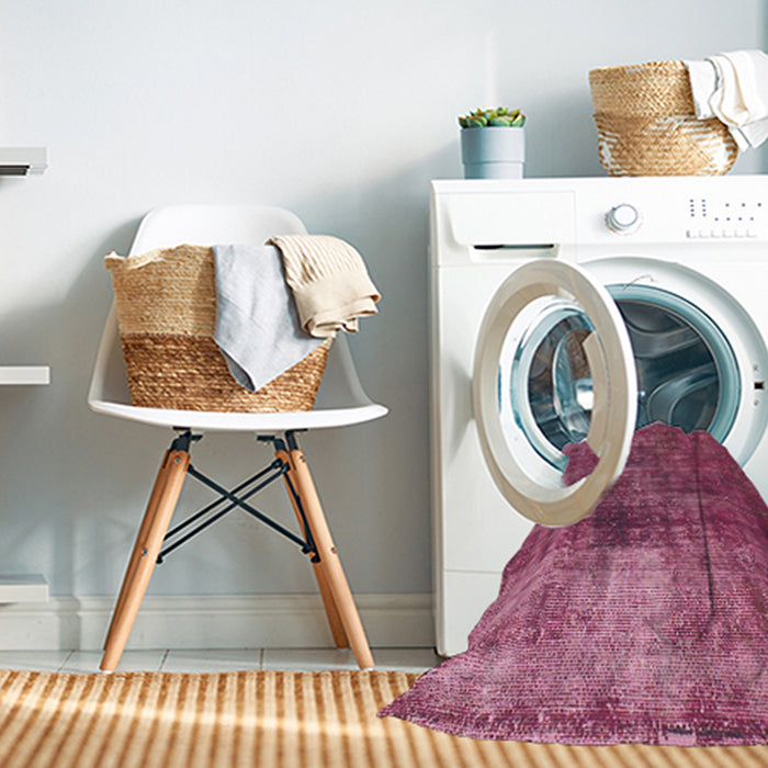 Machine Washable Abstract Pink Rug in a Washing Machine, wshabs904