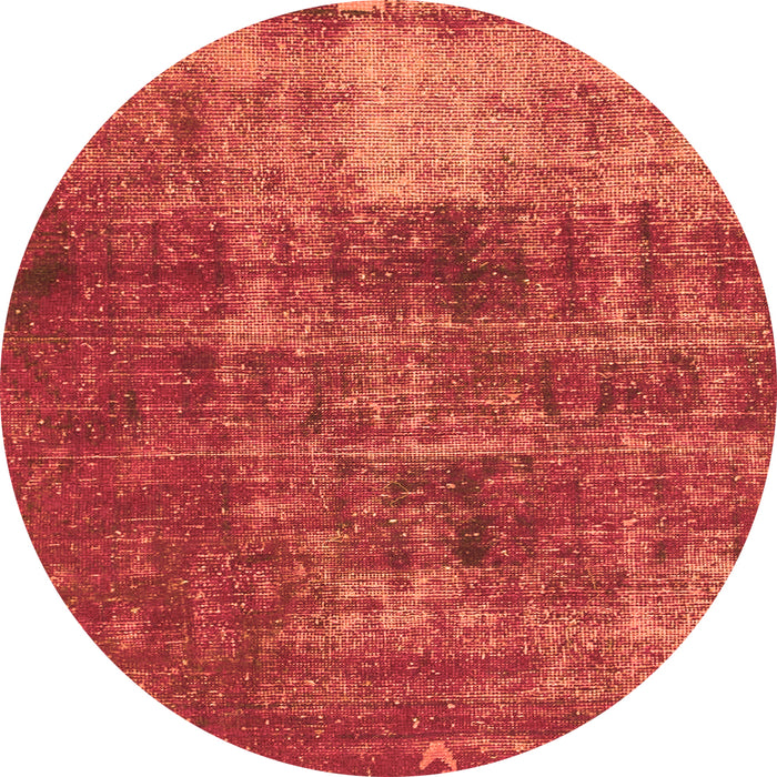 Round Machine Washable Oriental Orange Traditional Area Rugs, wshabs904org