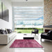 Square Abstract Pink Oriental Rug in a Living Room, abs904