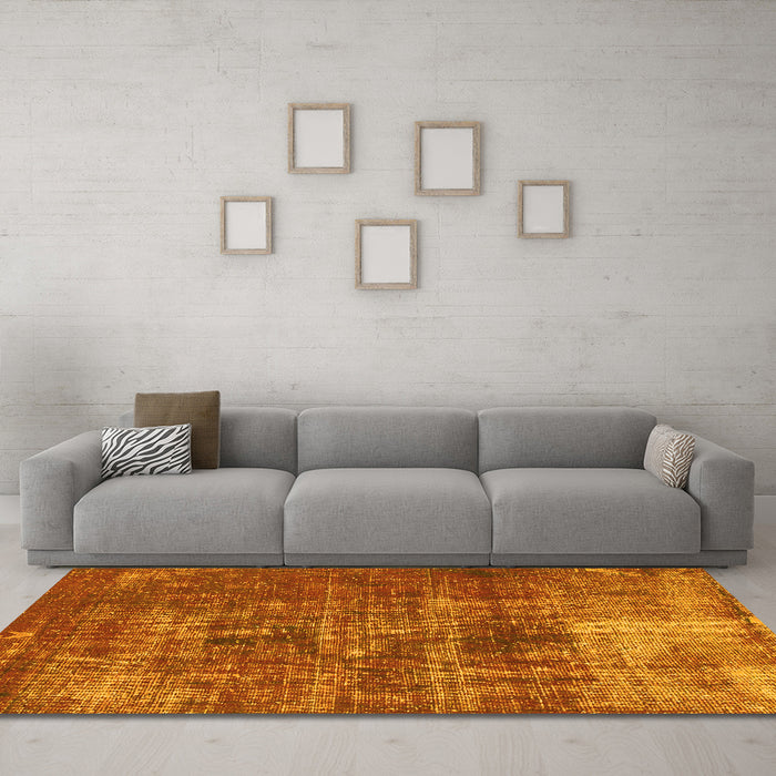 Machine Washable Oriental Yellow Traditional Rug in a Living Room, wshabs904yw