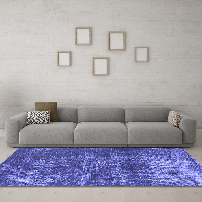 Machine Washable Oriental Blue Traditional Rug in a Living Room, wshabs904blu