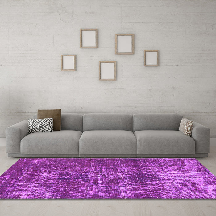 Machine Washable Oriental Purple Traditional Area Rugs in a Living Room, wshabs904pur