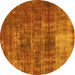 Round Oriental Yellow Traditional Rug, abs904yw