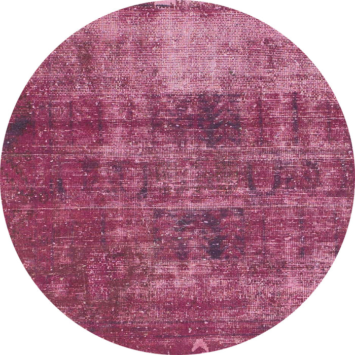 Round Machine Washable Abstract Pink Rug, wshabs904