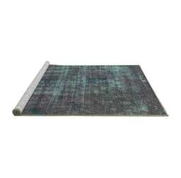 Sideview of Machine Washable Oriental Turquoise Traditional Area Rugs, wshabs904turq