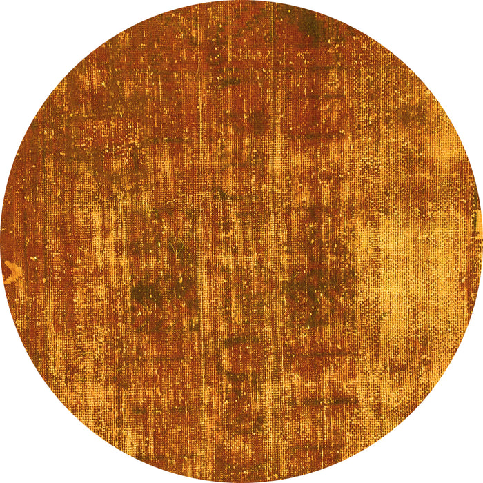 Round Machine Washable Oriental Yellow Traditional Rug, wshabs904yw