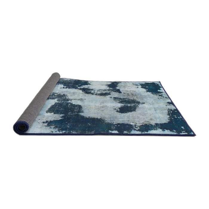 Sideview of Abstract Light Steel Blue Modern Rug, abs905