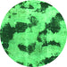 Round Machine Washable Abstract Green Modern Area Rugs, wshabs905grn