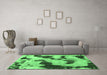 Machine Washable Abstract Emerald Green Modern Area Rugs in a Living Room,, wshabs905emgrn